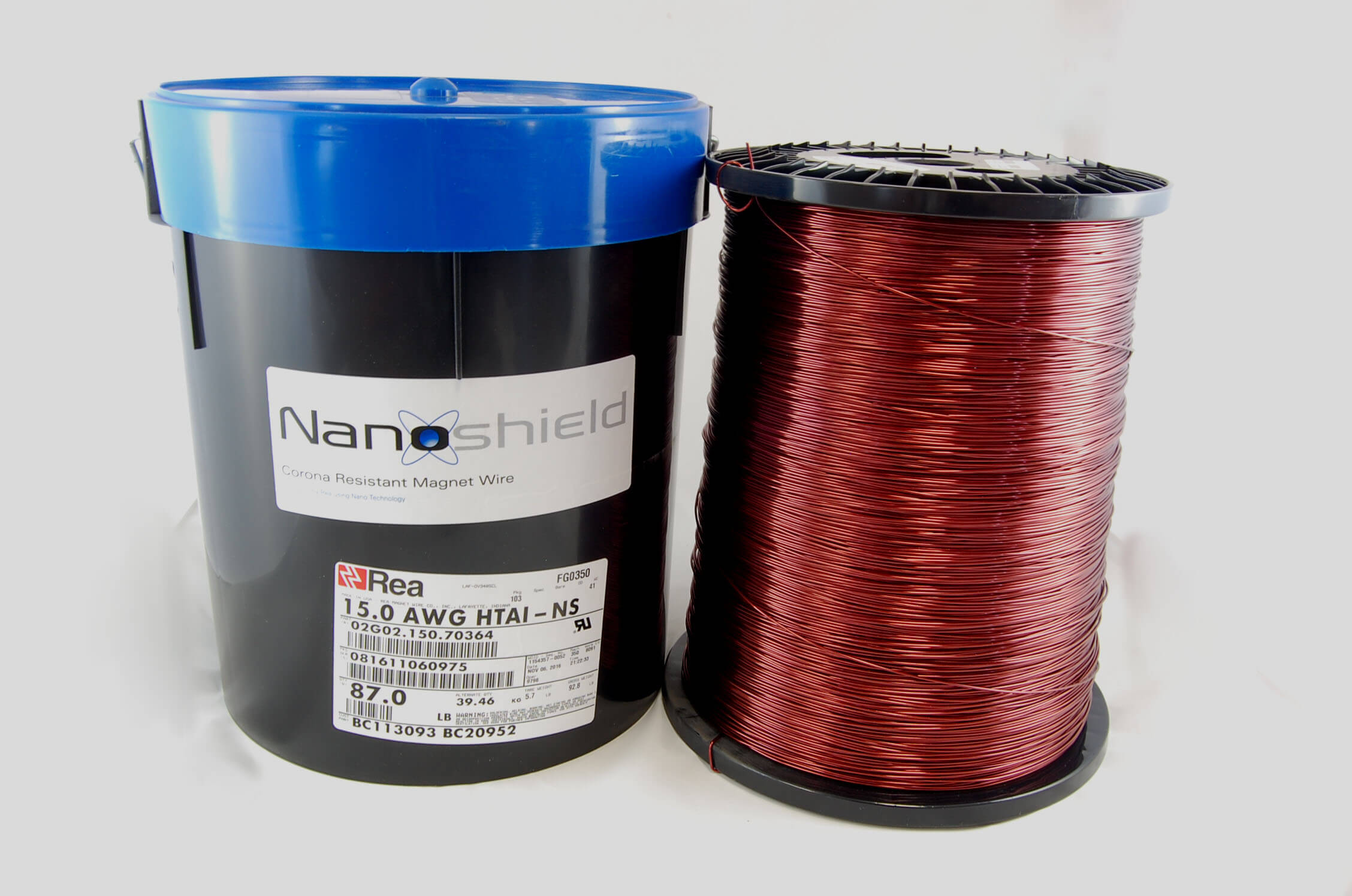 #16 Heavy Nanoshield SD HTAIH-NS (Inverter Duty) Round MW 35 Copper Magnet Wire 200°C, copper, 85 LB pail (average wght.)